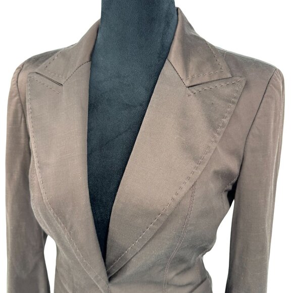 Bebe Satin Blazer Womens‎ Size 6 Y2K Stitching Tailored Single Button 90s Work - Picture 1 of 8